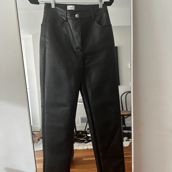 Aritzia Wilfred Melina Straight Leg Faux Leather Pants - Picture 2 of 5